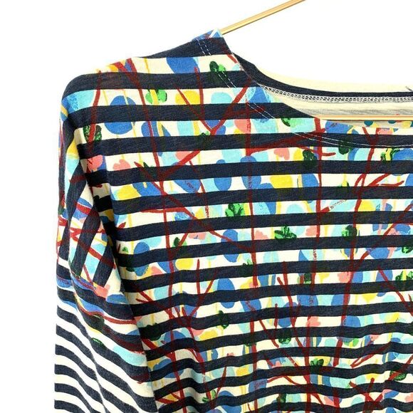 J. Crew Michael De Feo Navy White Striped Top - Picture 5 of 8